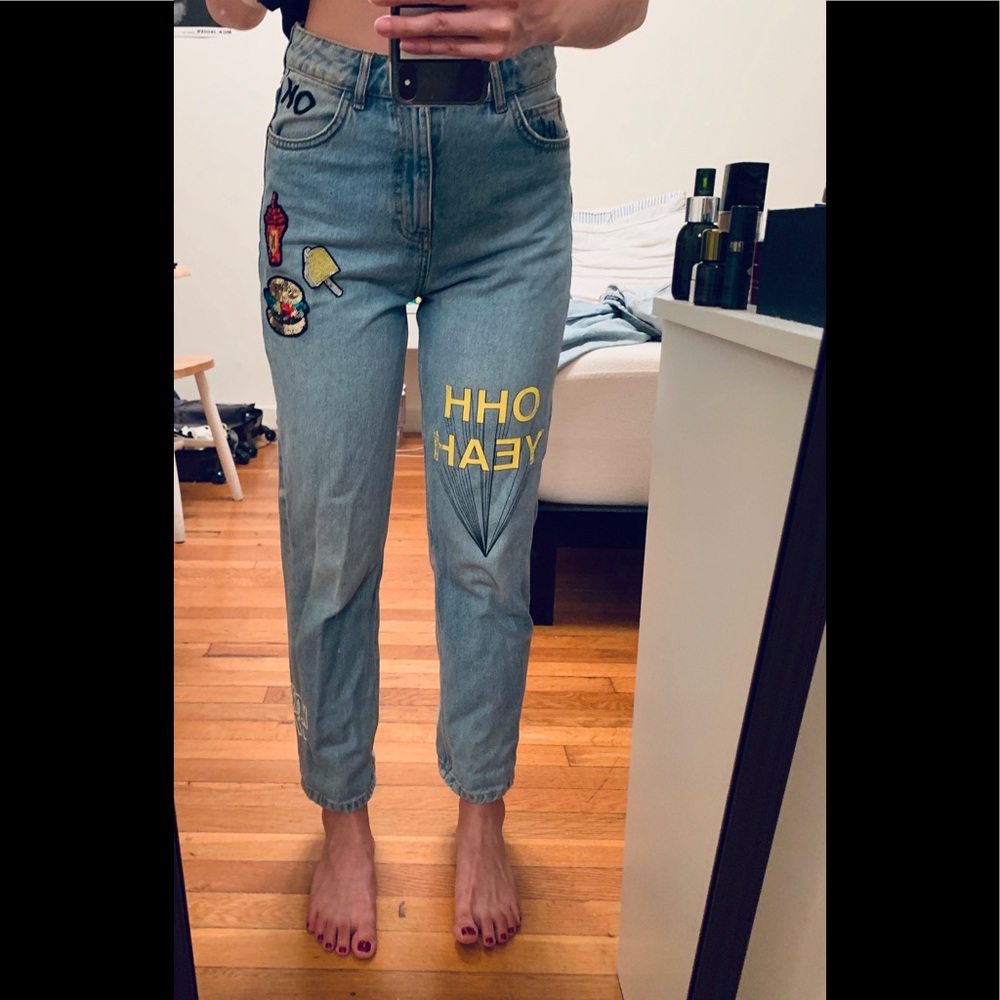Zara limited edition patches ankle mom jeans